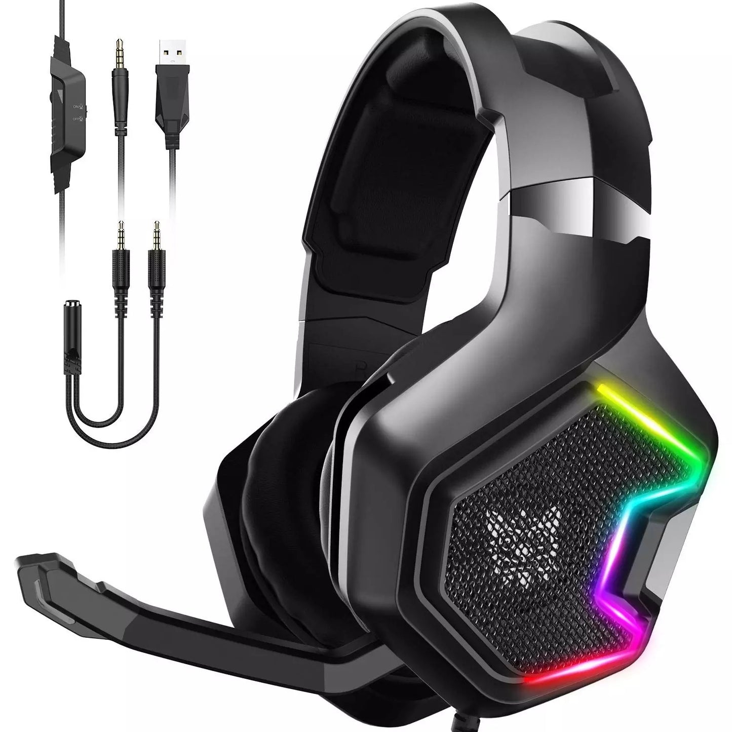 ONIKUMA K10 PRO Gaming Headset Stereo Gaming Headphones For PS4 PS5   One With Mic Led Light